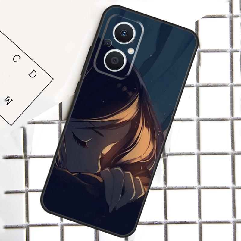 Sad Anime girl For OPPO Reno 8 7 Lite 8T 10 11 12 13 14 Pro 11F 12F 13F 14F OPPO Find X9 X8 X5 X6 Pro Case