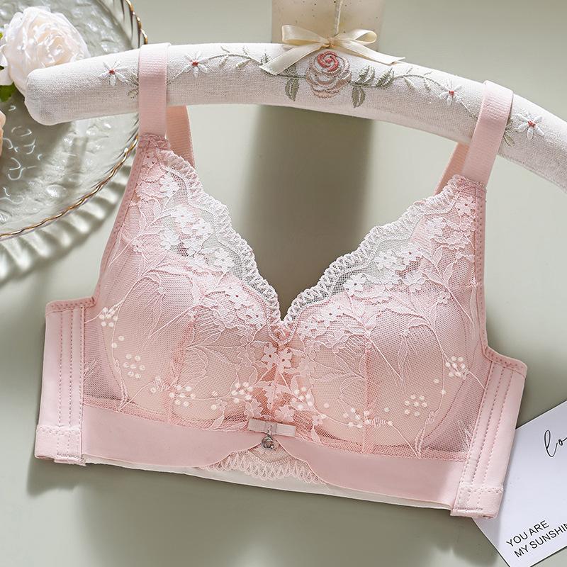 Xia's New Hole Cup, Lace Thin Cup, Junior Without Steel Ring, Bra Gathered, Breathable and Anti-sagging