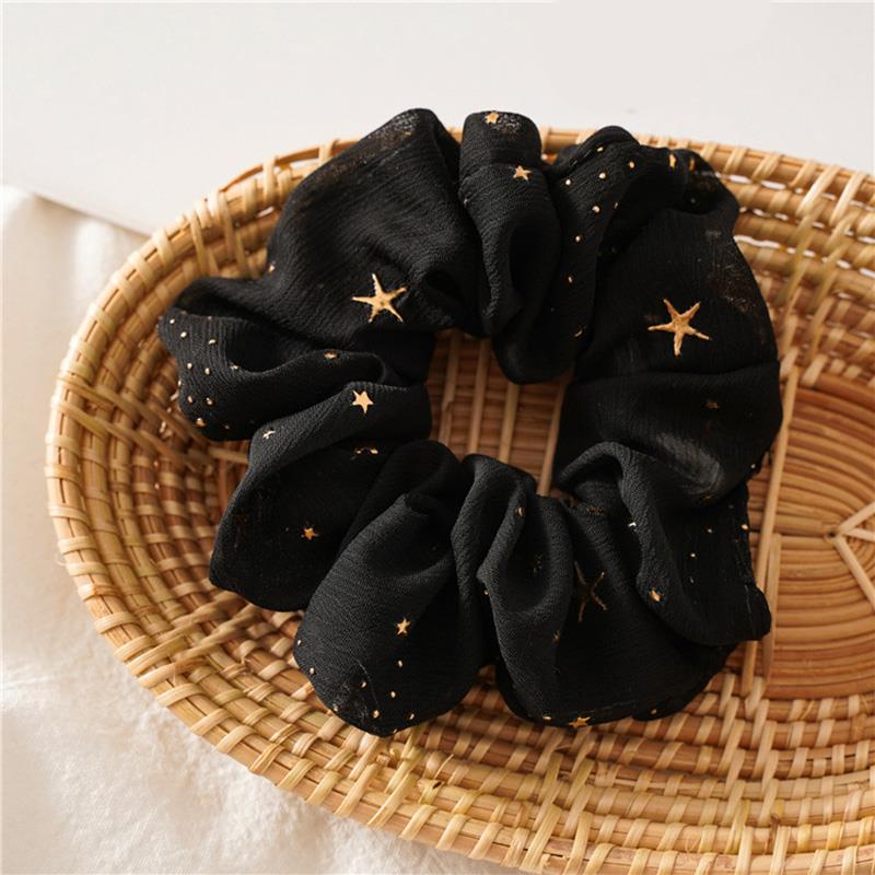 Women Gold Star Hair Bands Solid Color Scrunchies Hair Rope Headwear Girls Hair Ties Accessories Ponytail Holder