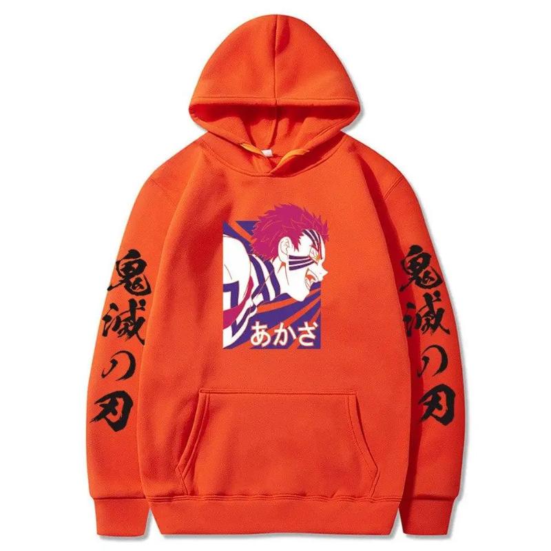 Cartoon Demon Slayer Hoodies Japanese Anime Kimetsu No Yaiba Harajuku Akaza Sweatshirts Unisex Casual Oversized Winter Hoodies