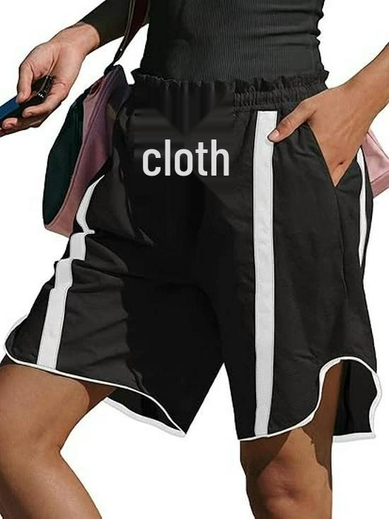 

2026 Women s Color Block Drawstring Cargo Workout Shorts 2XL чорний