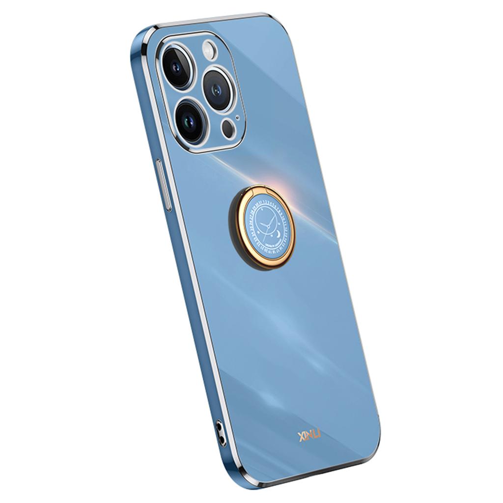 XINLI For iPhone 16 Pro Max Case Ring Kickstand Electroplating TPU Phone Cover