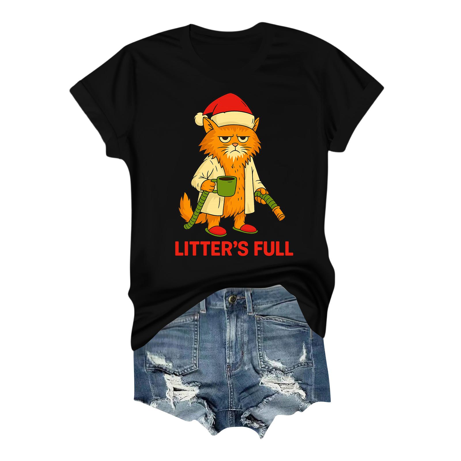 

Женская повседневная футболка с принтом, пуловер с круглым вырезом, топ с коротким рукавом M чёрный