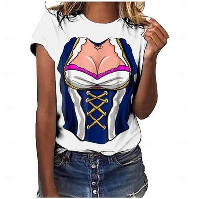 Oktoberfest Beer T-shirt Women 3D Printing Graphic Short Sleeve O-neck T Shirt Party Casual Fashion Funny Tee Top Summer