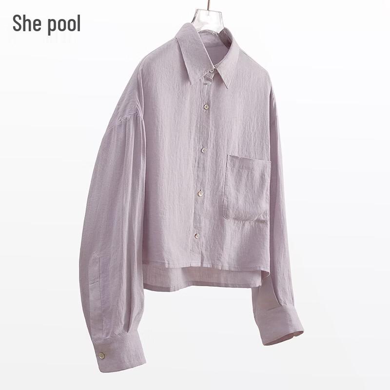 Women s Linen Lapel Long-Sleeve Shirt M