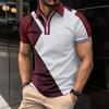 Independent Station Men'S Zipper Polo Shirt Printed Fashion Casual Short Sleeve Shirt