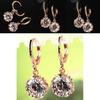 Elegant Fashion Women Rose Gold Plated White Crystal Stone Dangle Drop Earrings For Special Occasions