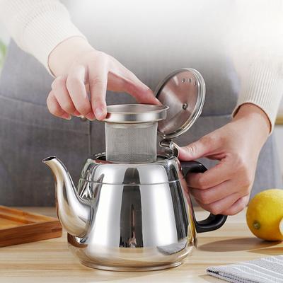 Chaleira de água de 1,2 L/1,5 L/2 L com filtro de aço inoxidável, bules de chá de cevada, fogão portátil, cafeteira de metal, indução a gás, acampamento doméstico