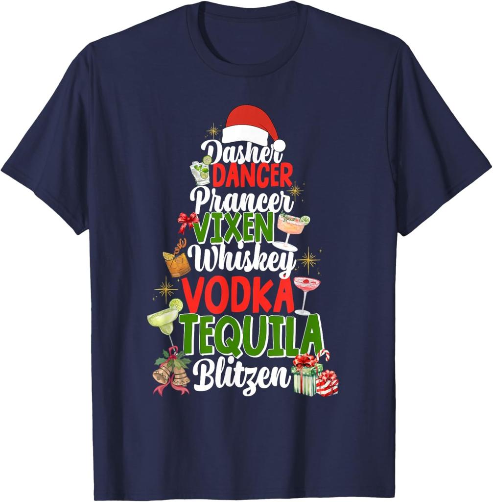 Dancer Prancer Vixen Moscato Vodka Tequila Blitzen Unisex T-Shirt