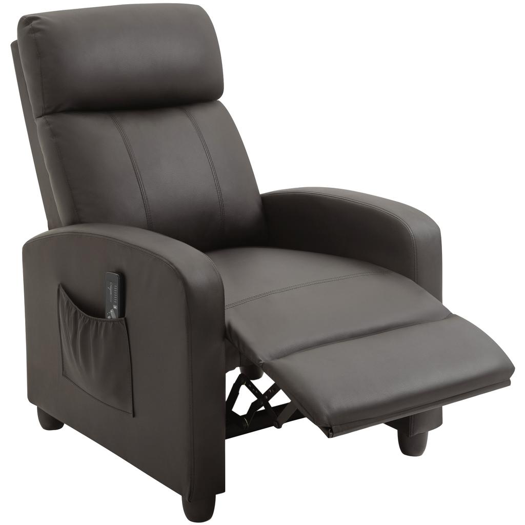 Relax Armchair TV Chair With Vibration Massage Reclining Function 2 Massage Points Remote Control 68 X 88 X 98 Cm Brown