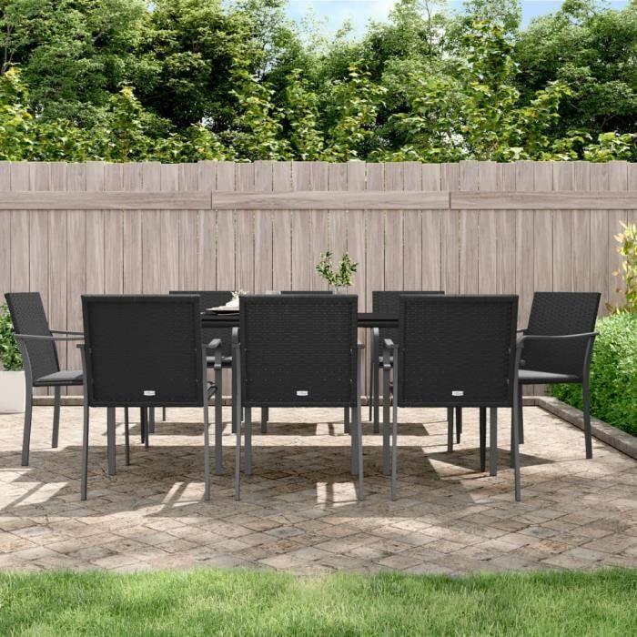VidaXL Ensemble à manger de jardin 9 pcs coussins résine tressée acier 3186952