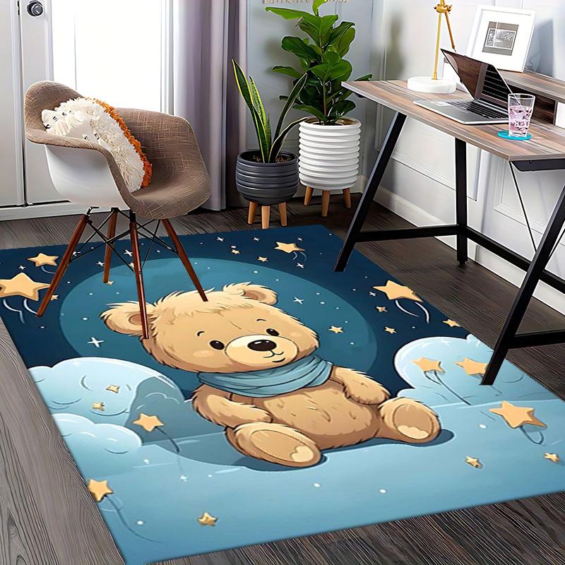 1pc Teddy Bear Starry Night Office Chair Mat - Anime Cartoon Design, Non-Slip Carpet for Home Decor, Seasonal Gift, Suitable for Office and Dormitory.