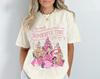 Retro Disney Princess Characters Pink Christmas TShirt Oversized Pure Cotton Short Sleeve Unisex Oversized Loose Casual