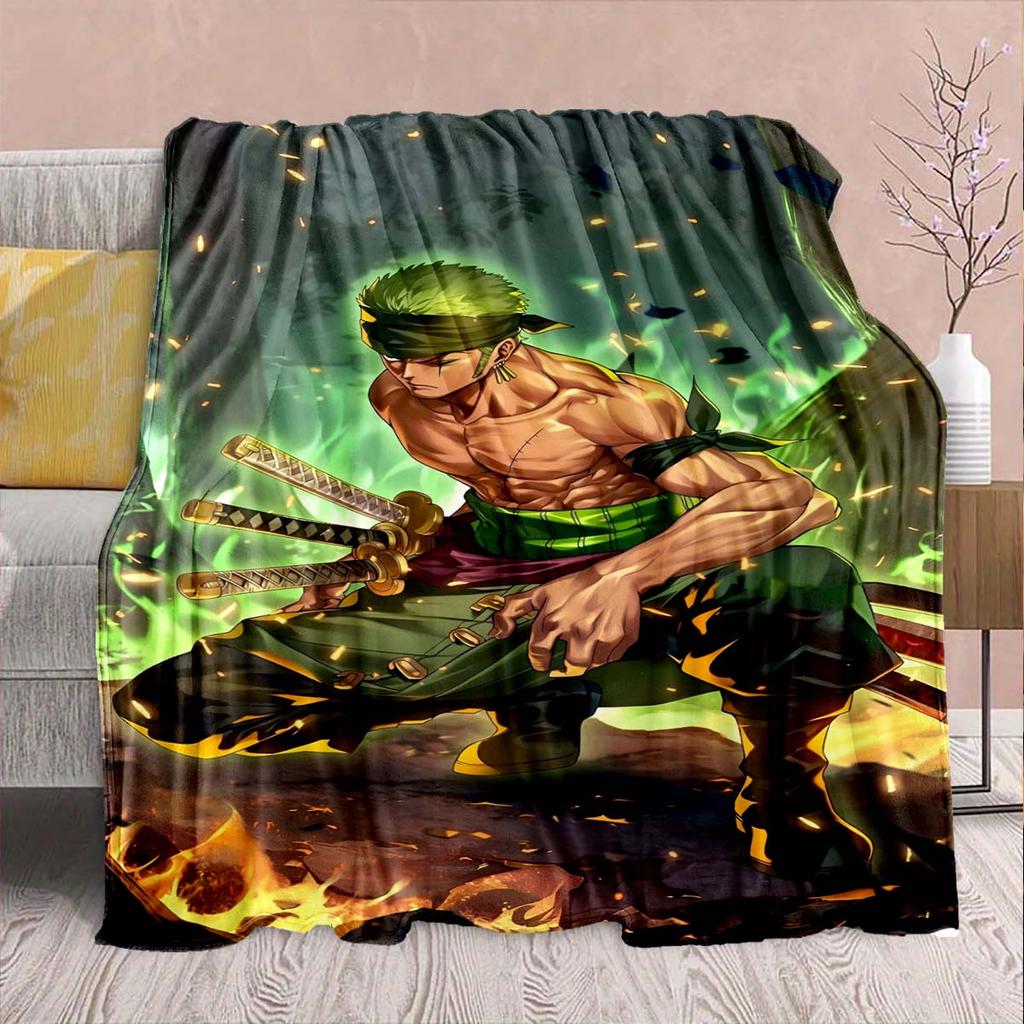 One Piece Anime Flannel Blanket - Soft Warm Perfect for Sofa, Bedding Camping Travel Office Home Decor -QJY