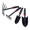 4Pcs Garden Tool Set Heavy Duty Ergonomic Handle Rake 3 Claw Tiller Gardening Hand Tools Hoe and Cultivator for Digging Weeding