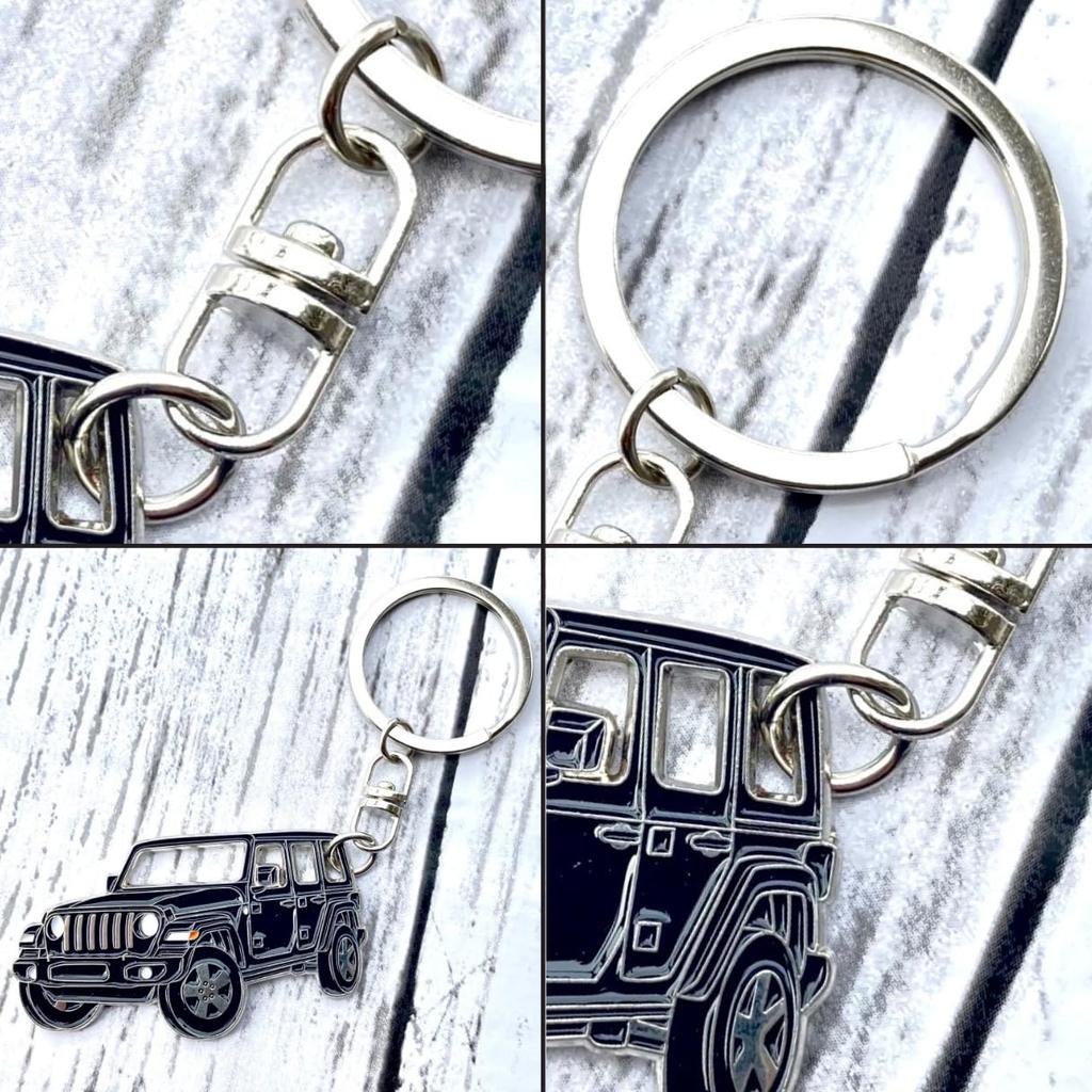 MO FACTORY Jeep Key Chain Key Ring Wrangler JK JL Jeep Goods Wrangler Accessories Key Case, bright white