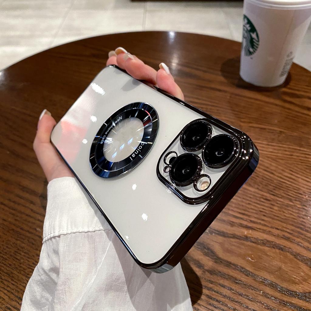 Luxury Electroplated Magnetic Mobile Phone Case for iPhone 11 12 13 14 15 16 Pro Max Back Cover with Lens Film Protection