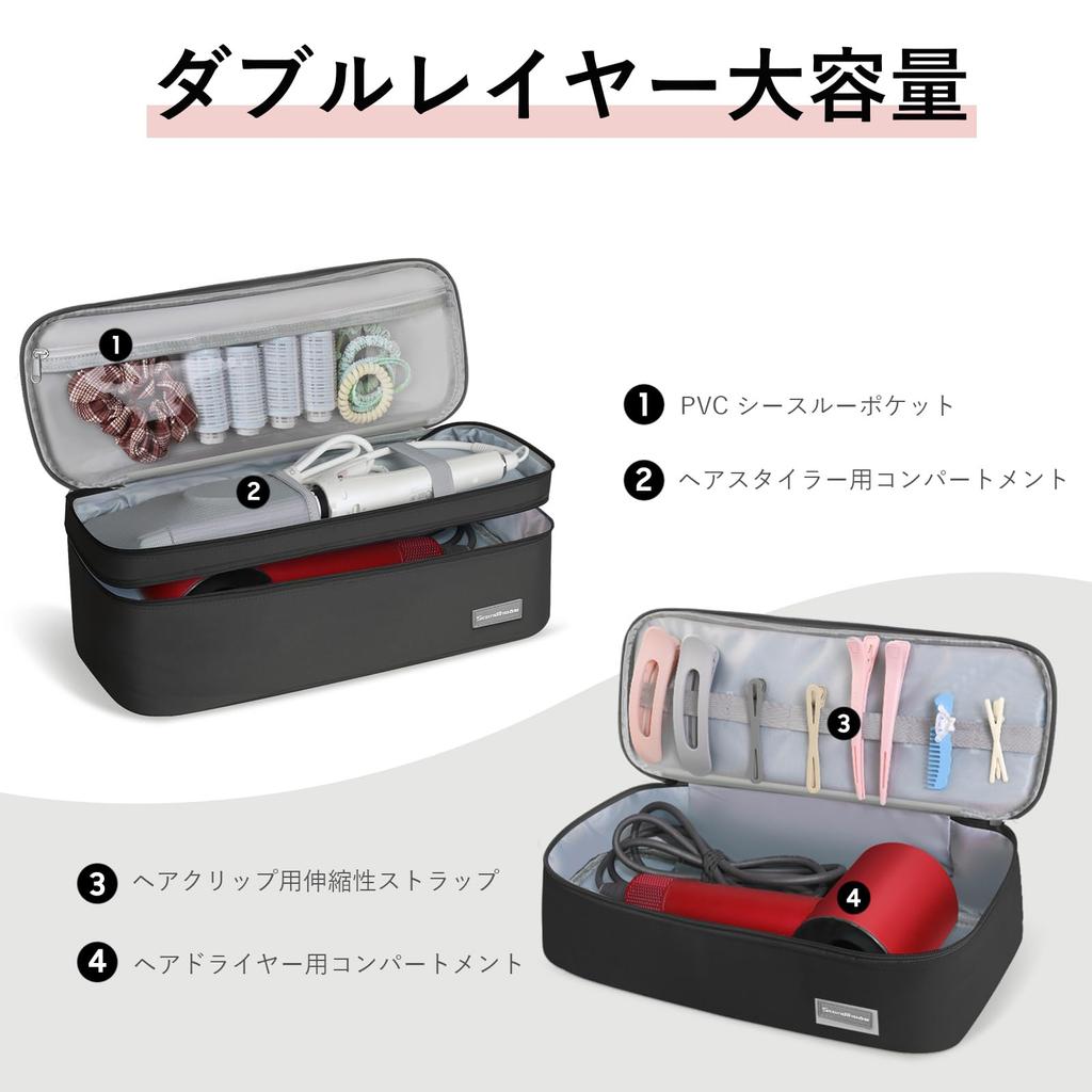 SEPWIK Hårføner oppbevaringsveske Bærbar dobbeltlags reisearrangør Vanntett krøllejern oppbevaringsveske Hårverktøy Hårutstyr Hårstylingverktøy