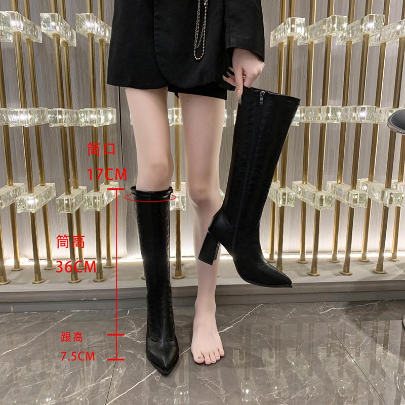 Autumn Winter Women Knee High Boots Fashion Knight Long Booties Square High Heels Shoes Botas Mujer