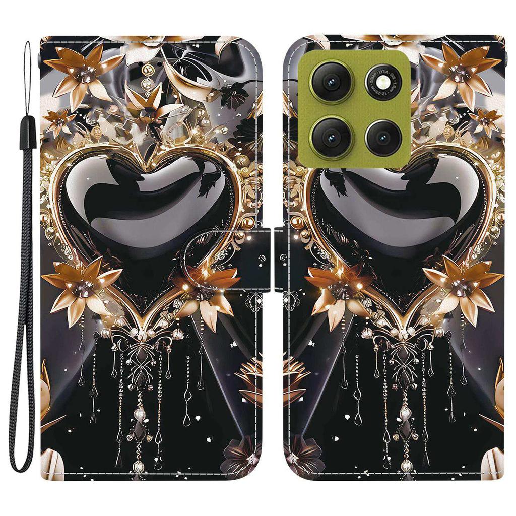 For Motorola Moto G86 5G Wallet Case Pattern Printing Leather Stand Phone Cover with Strap