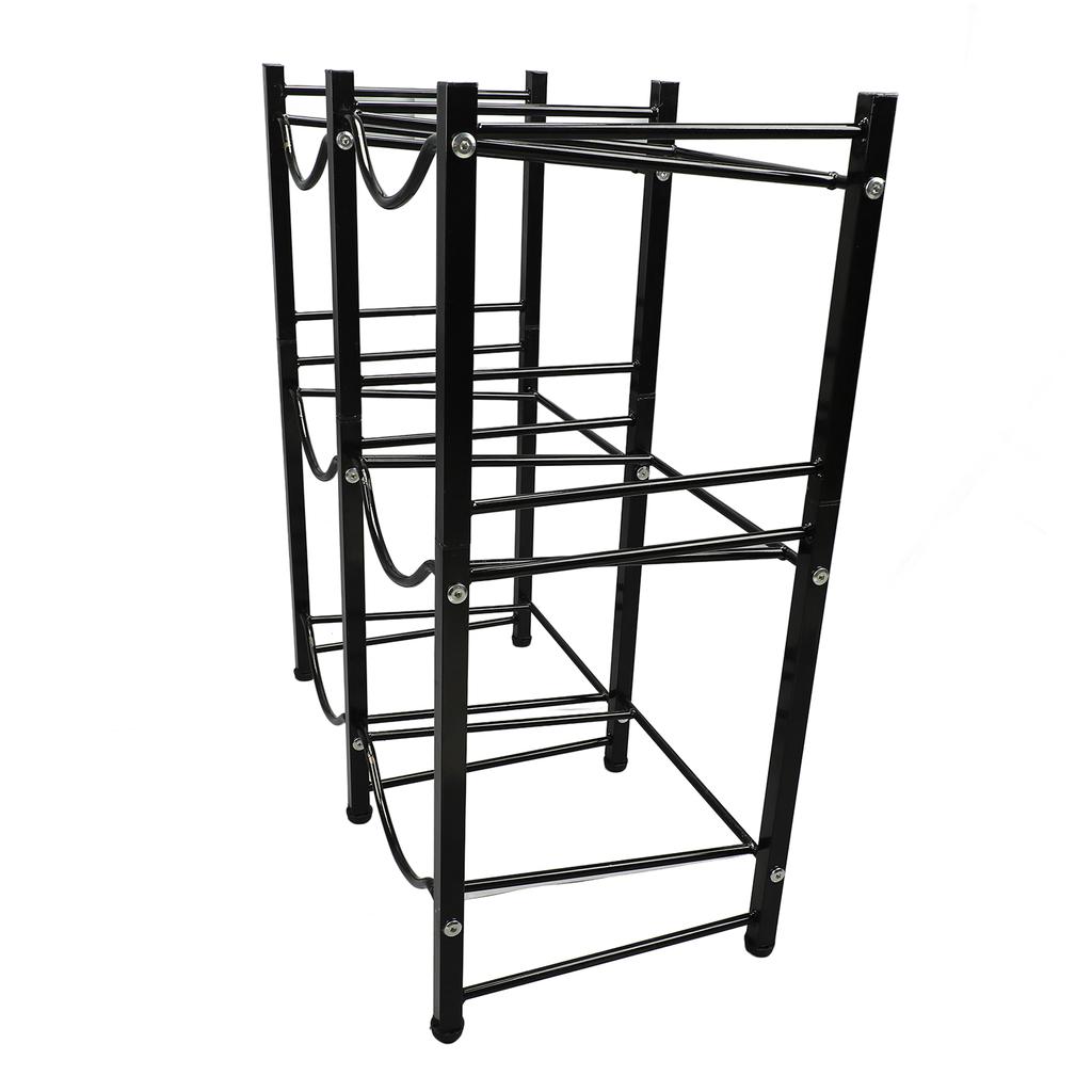 Držák na lahve s vodou, uhlíková ocel, 3 úrovně, 2 řady, úložný stojan na kbelíky s vodou, stojan na nádoby