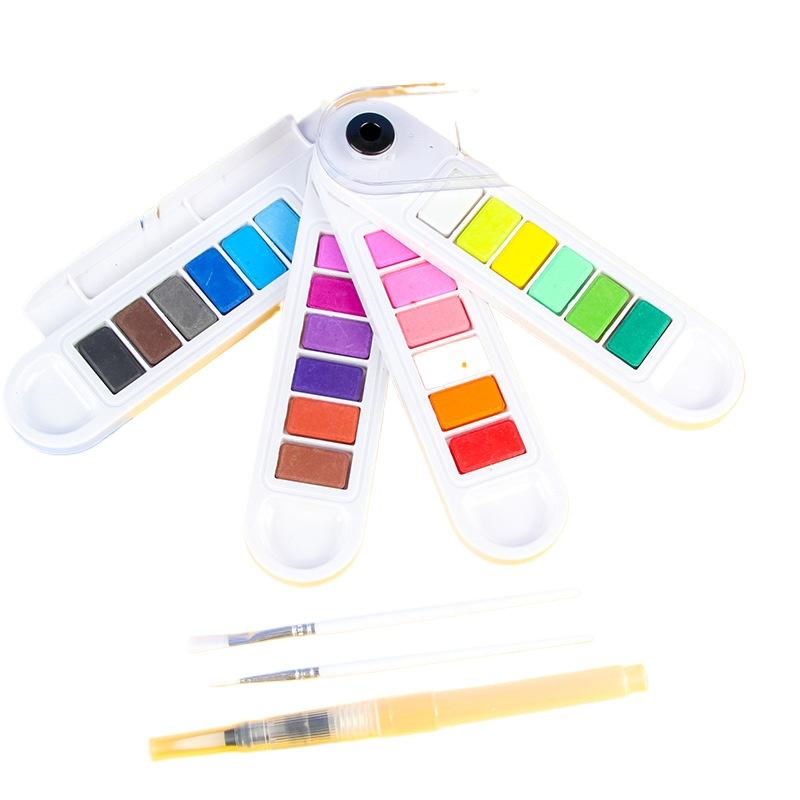 12/18/24/36 Color Solid Watercolor Pigment Fan Type Rotatable Beginner Art Solid Powder Pigment