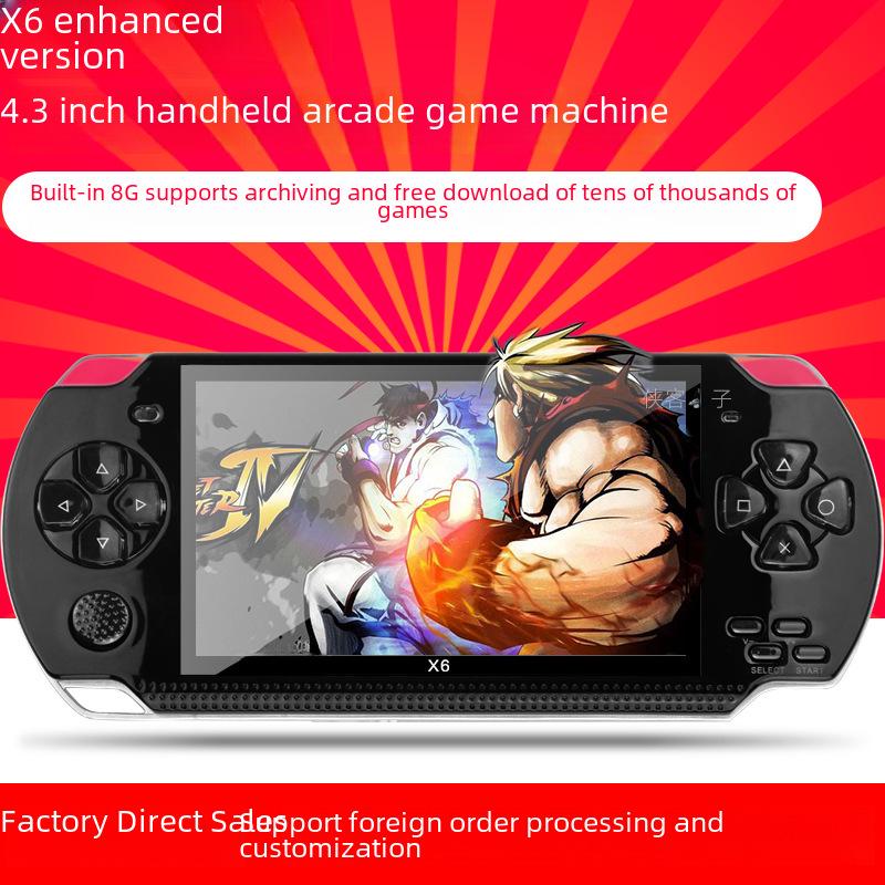 X6 Handheld-Spielkonsole: 4,3" Farbbildschirm, 128-Bit Arcade, GBA/FC kompatibel, Ideal für Kinder.