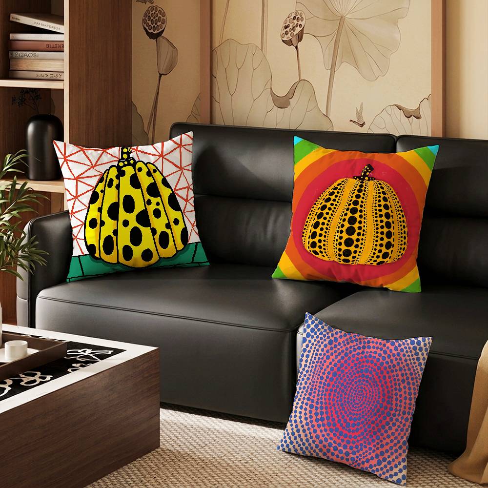 YYayoi Art KKusama Pillow Case Square DoubleSided Printing Short Plush Sofa Cushion Cover Bedroom Bedside Pillow