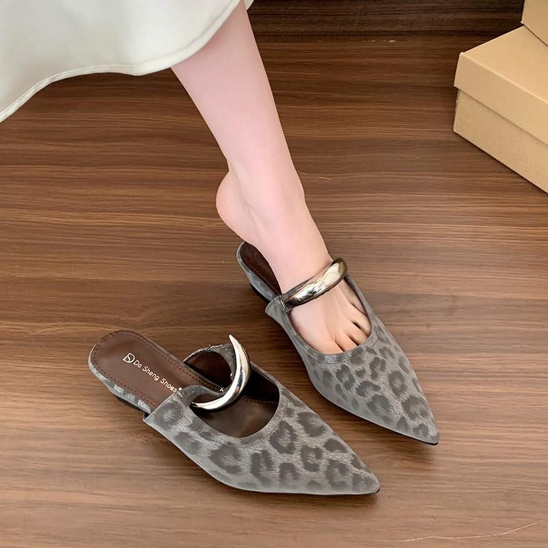 

Fashion New Women s Summer Sandals Pointed Toe Mules Rhinestone Patent Leather Pump with Stiletto Pumps Semi-Slip Toe Half Drag Flats 35