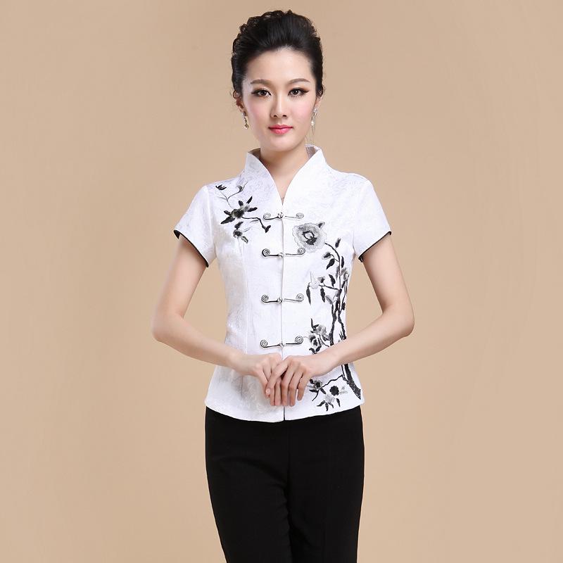 

Женский этнический топ Тан - Летняя футболка с коротким рукавом для мам M белый