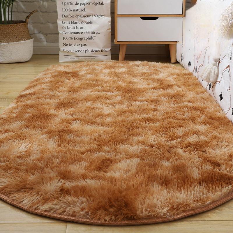 Oval Fluffy Carpet Shaggy Rug Bedside Mat Cute Colorful Living Room Rug Long Hair Carpet Home Decoration