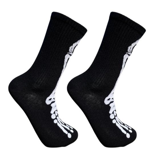 1 Pair Halloween Socks Spider Wet Skull Skeleton Print Color Matching High Elasticity Anti-slip Unisex Sport Sweat-Absorbent Basketball Long Stockings