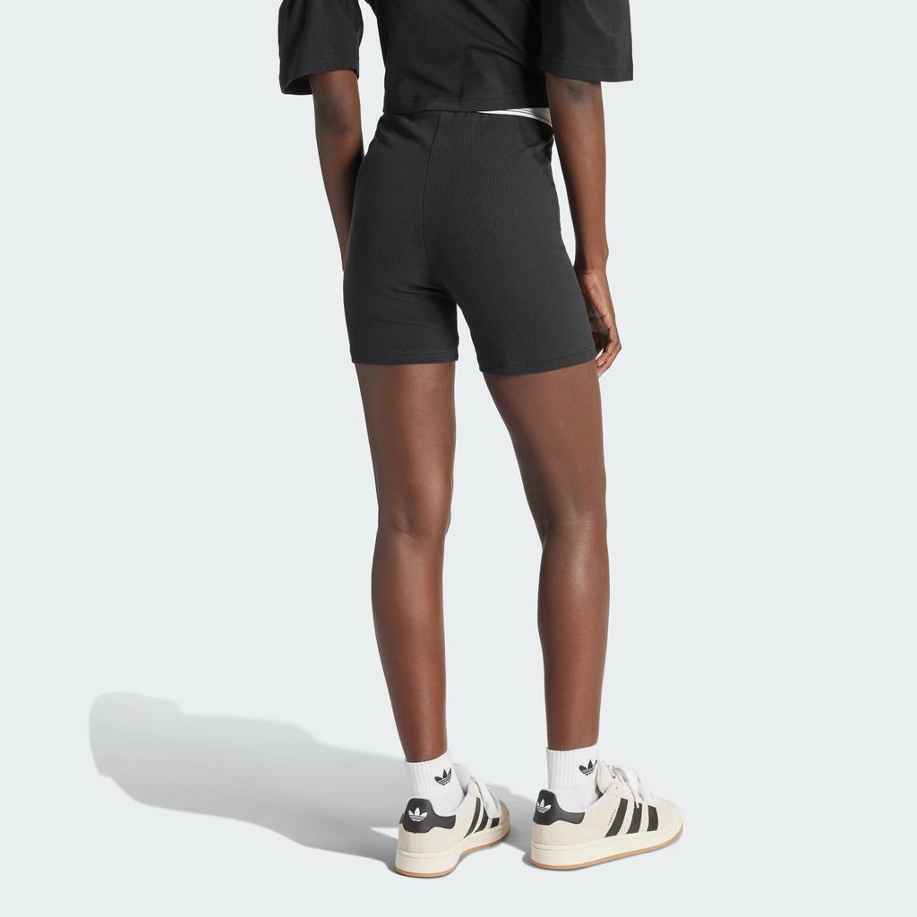 adidas Originals Tape Short Tights Color Block Ribbed Knit Sports Shorts Women Shorts Black IS2364