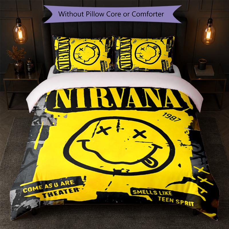 Nirvana Print 3Pcs Bedding Set Duvet Cover With Two Pillowcases Soft Bed Linen For Household Bedroom