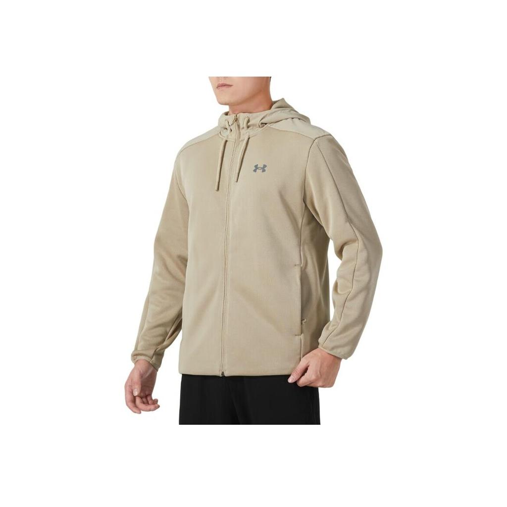 Under Armour Essential Solid Color Training Hooded Jacket Men Jacket Brown 1378824-299