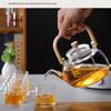 High Temp Resistant Glass Teapot with Bamboo Handle for Boiling Water & Brewing Tea - Complete Tea Set