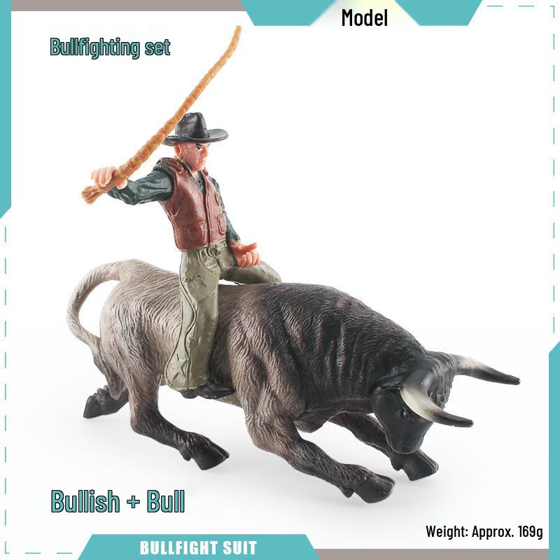 Spanish Bullfighting Set: North African Wild Bull & Tamed Bull Rider Figurine