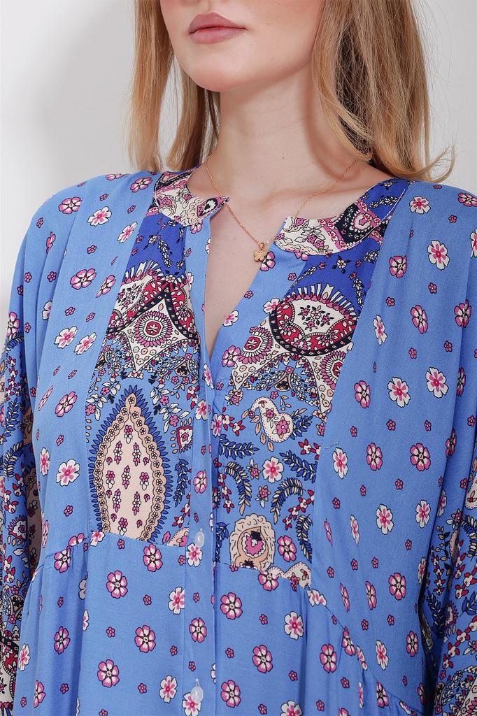 Women's Hijab Dress New Season Fashion Orange Magnetic Collar Paisley Patterned Maxi Dress