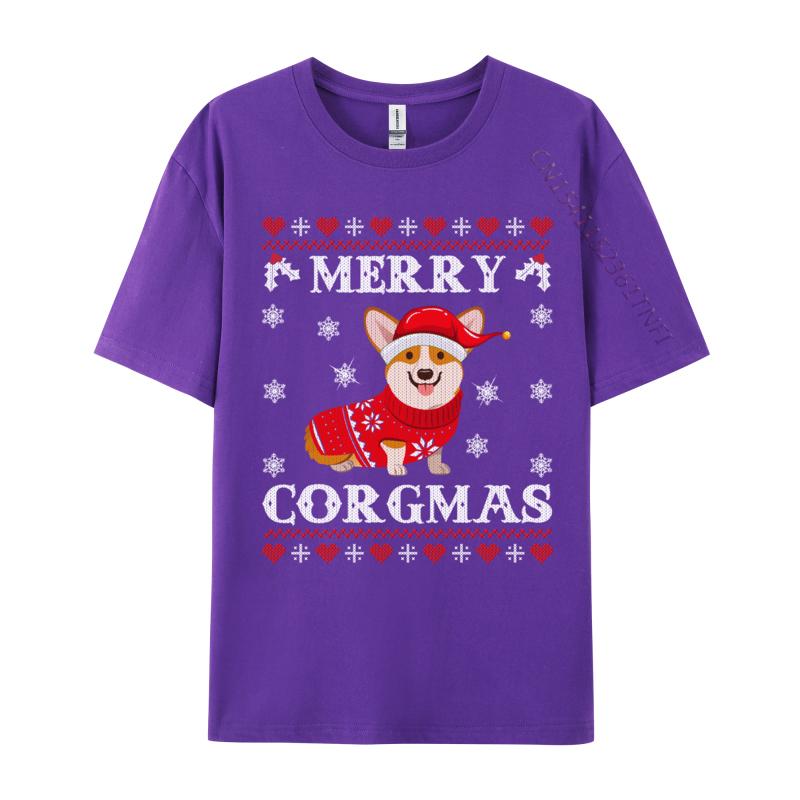 Corgi Dog Merry Corgmas Santa Corgi Ugly Christmas Sweater Cotton T-Shirt Leisure Tees Tops Clothes Camisas