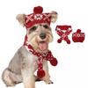 Knitted Pet Scarf Hat Set Cats Dogs Christmas Winter Accessory Adjustable Collar Bib