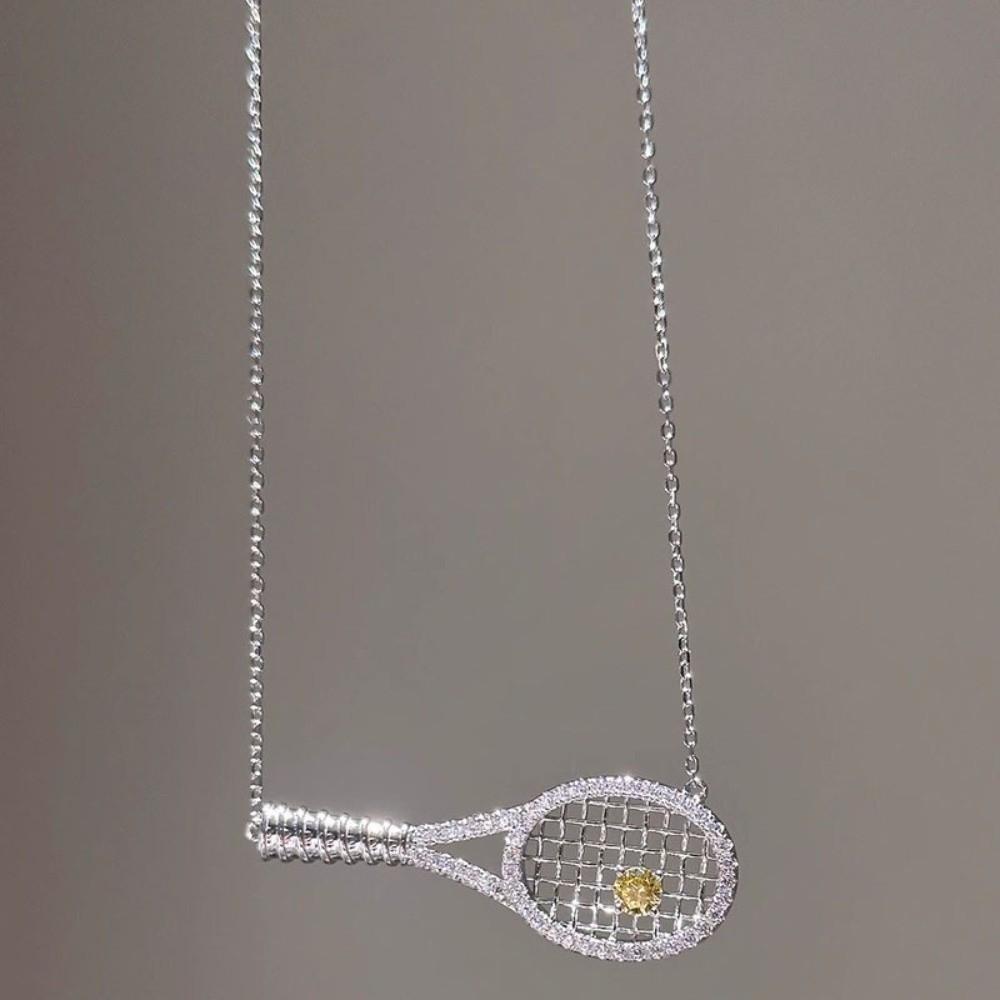 Adjustable Chain Tennis Racket Necklace Dazzling Sport Theme Jewelry Sport Party