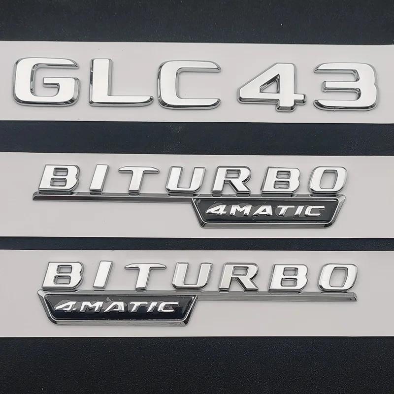 Applicable To Mercedes-Benz ABS Black Car Trunk Badge Sticker Logo GLC 43 Biturbo 4Matic Logo GLC43 Accessories