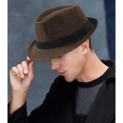 [brisand] Jazz Hat Herren atmungsaktiver Leinen-Zylinder Hut CurlyStraw Hut