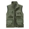 Men's Fashion Stand Collar Casual Thin Work Vest Multi Pockets Photography Group Outdoor Cargo Waistcoat
