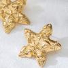 Thick Textured Metal Star Post Earrings For Women Fashion Zircon Classic Trendy New Style Punk Daily Accessories Gifts MQF168