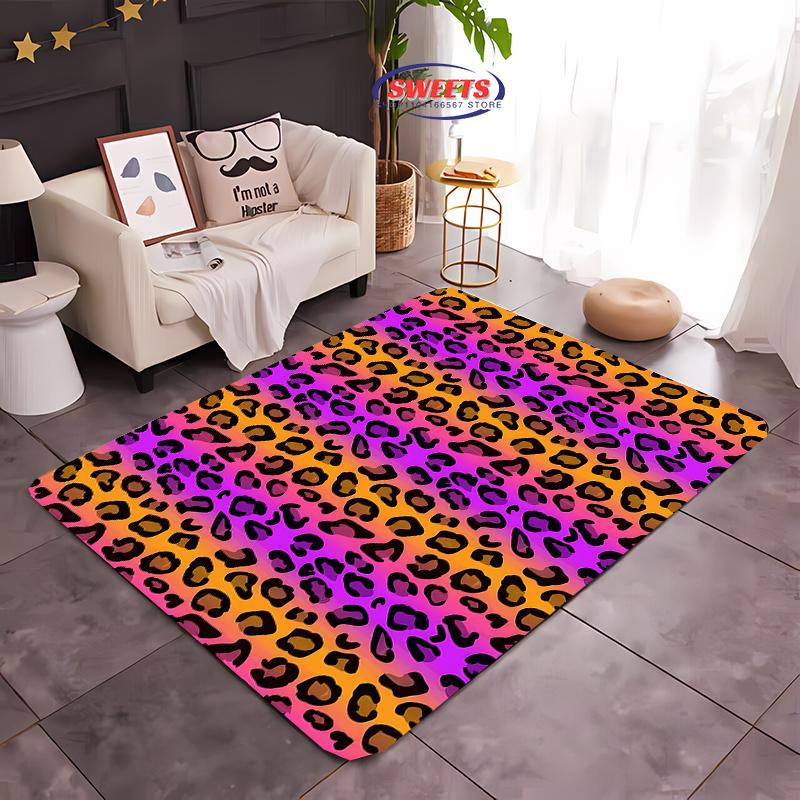 17 Style Colorful Leopard Printed Carpet Rug for Bedroom Living Room Home Sofa Decor, Kids Play Non-Slip Decor Durable Mats Gift