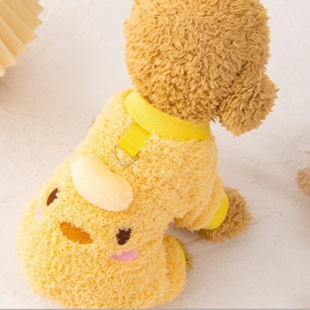 Warm Dog Plush Jumpsuit Cozy Cartoon Four Legged Plush Coat Soft Fleece Animal Pattern Dog Cotton Jacket Autumn Winter