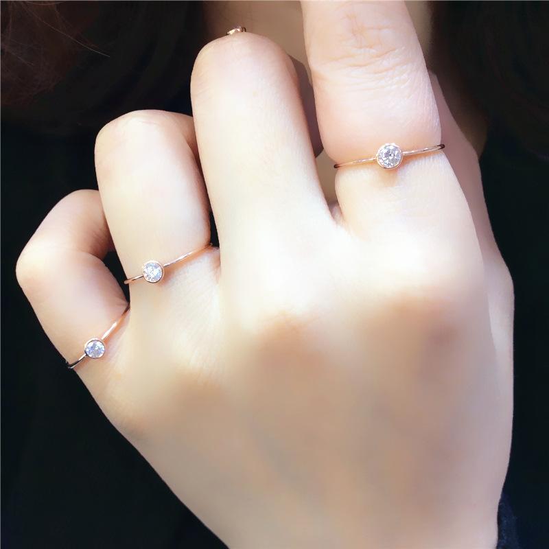 Rose Gold Plated Purple Gold Zircon Ring Light Luxury Fashion Trend Color Gold Open Ring