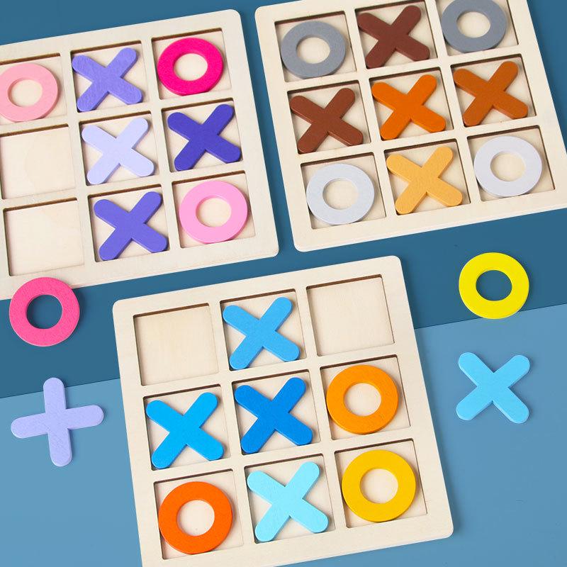Wooden Tic-Tac-Toe Game for Kids: Educational Nine-Square Board, Parent-Child Interactive Toy