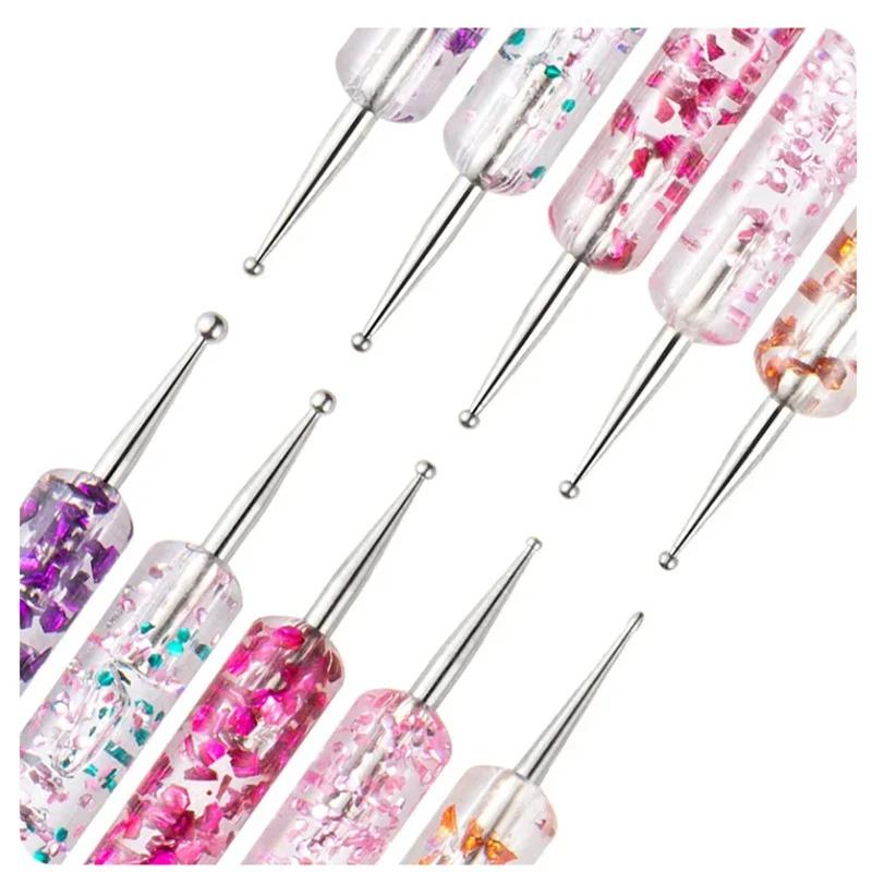 11Pcs Set Portable Nail Art Dotting Pen Crystal Beads Handle Dual-ended Drawing Painting Rhinestones Gems Pens Manicure Tools